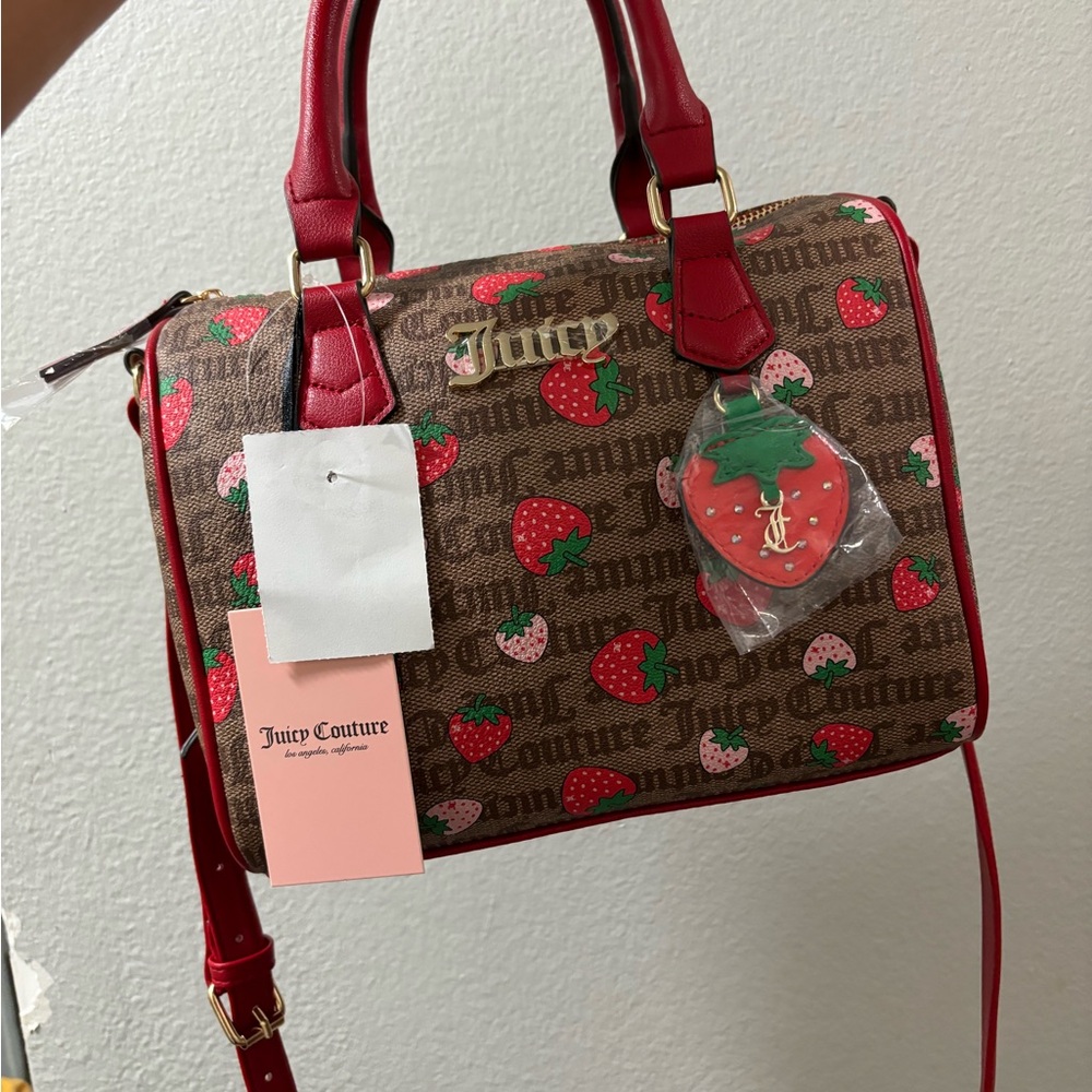 Juicy Couture Red and Brown Strawberry Print Women's Bag